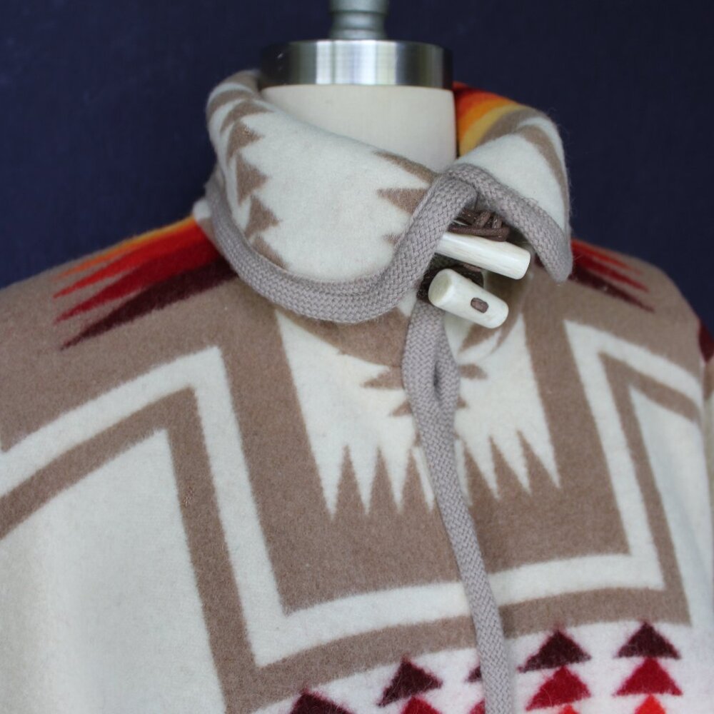 SOLD Pendleton chief Joseph wool blanket cape wrap jacket Aztec tribal coat - Picture 11 of 12